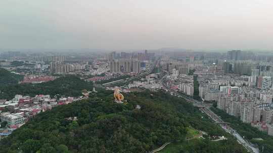 航拍福建泉州城市晚霞夕阳