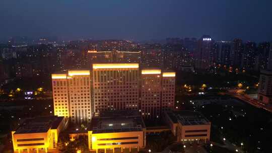 河南新乡市城市夜景灯光航拍视频素材模板下载