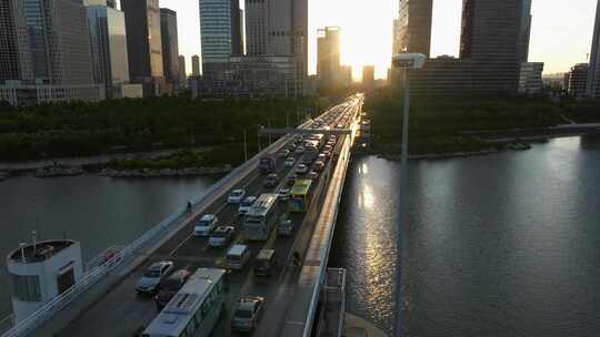 天津市滨海新区于家堡风景航拍空镜