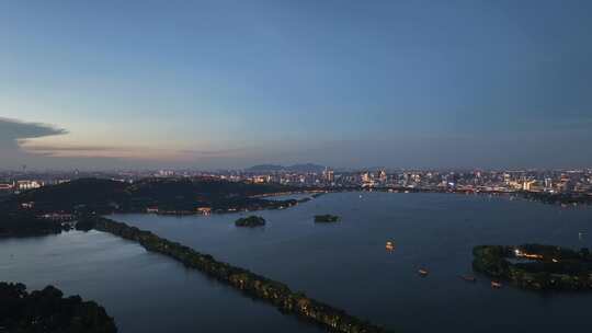 杭州西湖夜景航拍