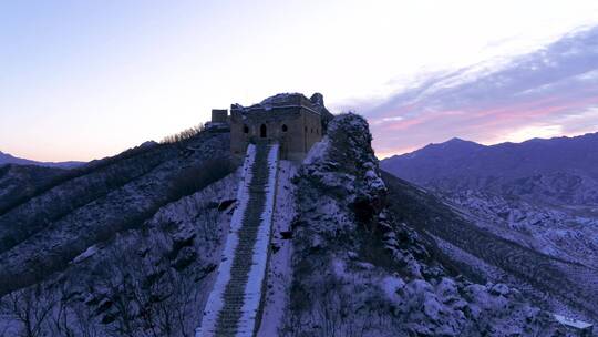 冬季大雪后的长城雪景航拍