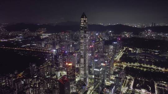 航拍深圳平安金融中心大厦夜景视频素材模板下载