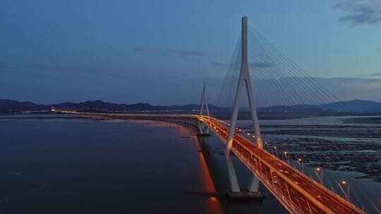 厦门漳州跨海大桥厦漳大桥夜景航拍