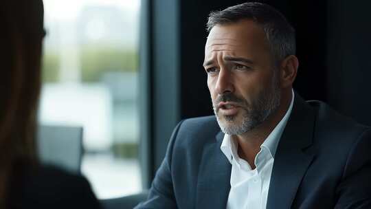 专业商务人士严肃深入地进行沟通探讨