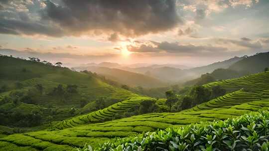 高山云雾茶园绿茶视频素材模板下载