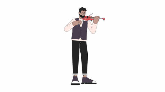 男小提琴手线卡通动画