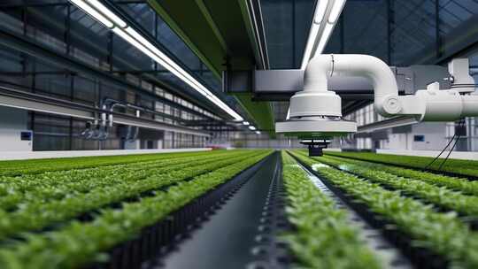 温室大棚内机械臂作业画面