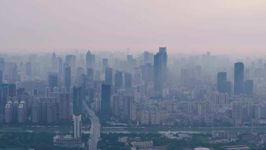 中国武汉两江四岸城市地标风光