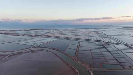 东营黄河口生态湿地养殖池风光航拍