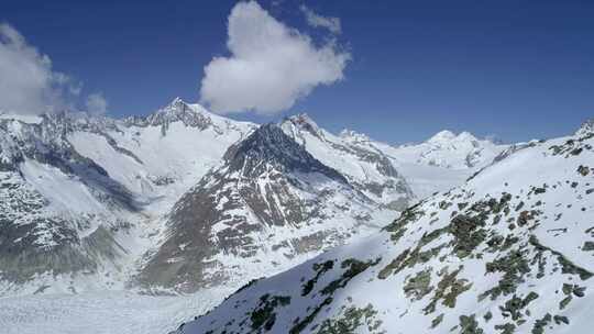 阿莱奇冰川，山脉，瑞士，雪