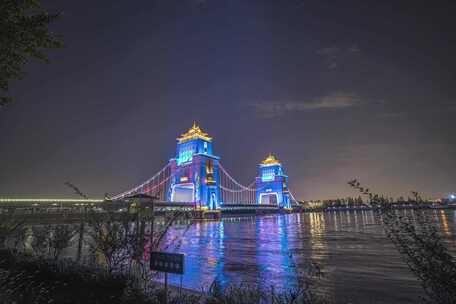 扬州万福大桥夜景延时