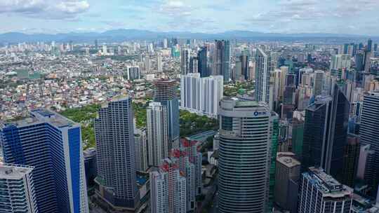 菲律宾马尼拉大都会马卡蒂中央商务区阿亚拉中心无人机镜头。视频素材模板下载