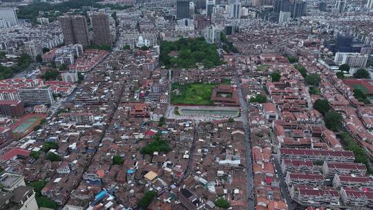 漳州古城航拍闽南古厝城市红砖瓦房漳州市区