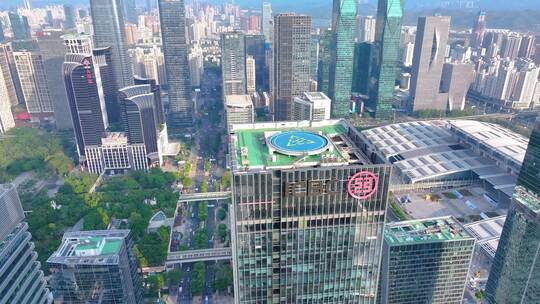 中国银行大楼深圳中心区支行航拍城市高楼大视频素材模板下载