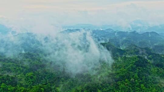 航拍山巅世外桃源土家族古寨梯田