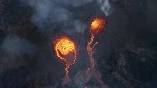 冰岛火山爆发航拍