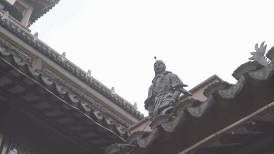 上海城隍庙 屋檐石雕视频素材模板下载