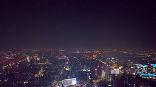 浦东夜景航拍空镜