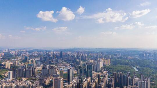 航拍贵州贵阳观山湖区城市高楼移动延时