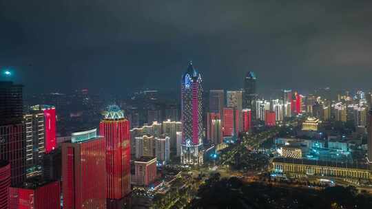 海南海口城市夜景航拍延时