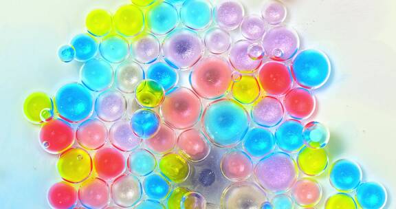 彩色震撼恢弘微观泡泡丙烯颜料墨水流体艺术