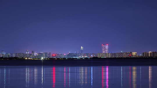 【延时】昆明城市滇池湖畔夜景