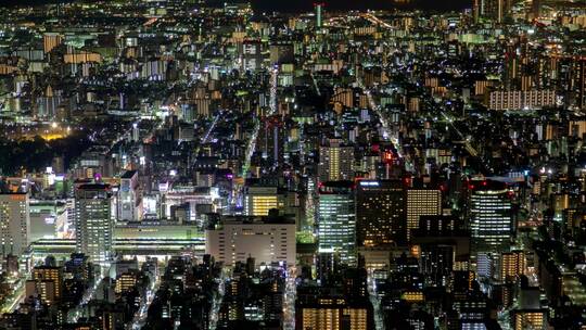 东京建筑物在夜间时间流逝