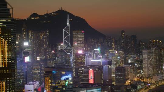 香港航拍城市夜景大景