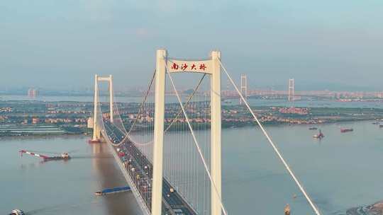 航拍广州南沙大桥视频素材模板下载