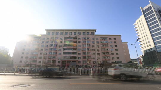 北京安化楼延时大楼筒子楼老式建筑视频素材模板下载