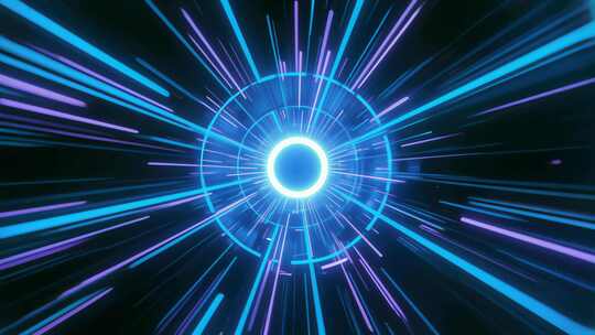 科技感蓝色光线隧道穿梭抽象背景视频