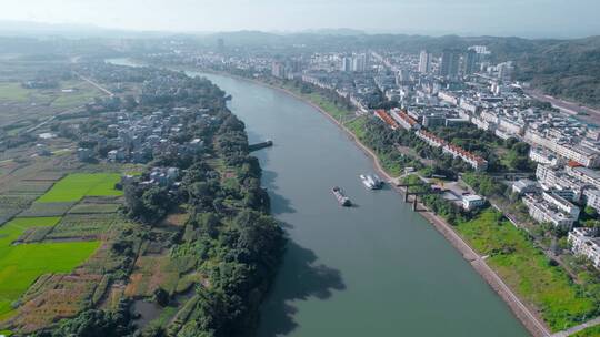 江河两岸风光航拍