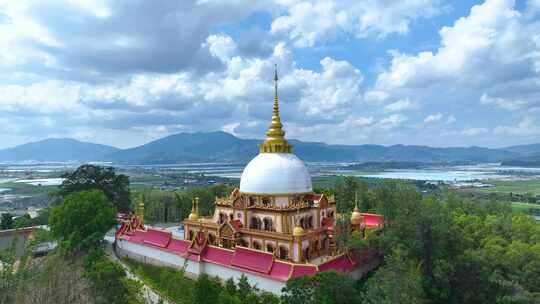 航拍云南旅游西双版纳勐海圆顶佛塔