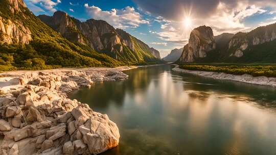 山河湖泊自然风光全景