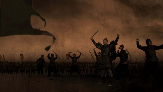古代边疆战士战场胜利欢呼的动画视频