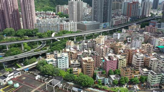 深圳城市城中村建筑大芬村上沙下沙航拍