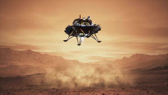 火星探测器  天问一号降落火星表面