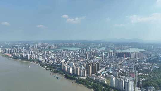鄂州城市建筑风光航拍鄂州市鄂城区城市宣传