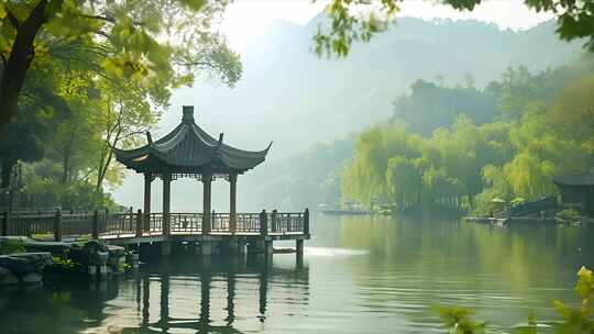 唯美中国风景 湖光山色中华传统古风场景