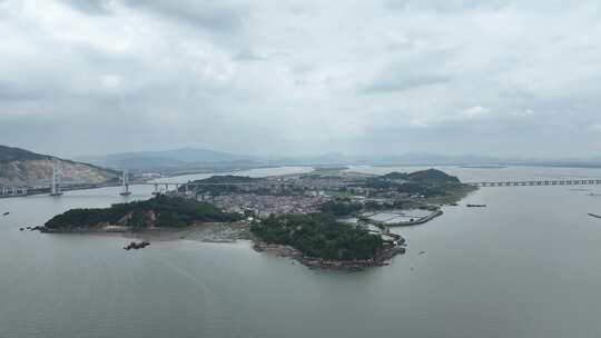 漳州市海门岛航拍海上小岛风光