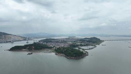 漳州市海门岛航拍海上小岛风光视频素材模板下载