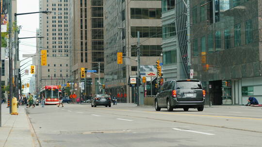 多伦多市中心繁忙的街道视频素材模板下载