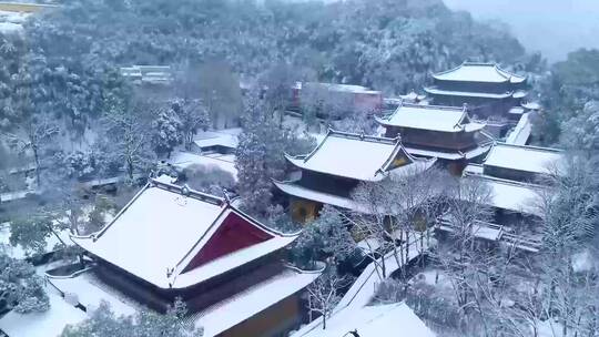 4K航拍杭州上天竺法喜禅寺雪景视频合集