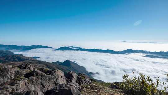 山川山顶云起云涌延时云海4k