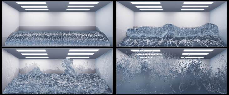 室内3D海浪特效画面高清在线视频素材下载