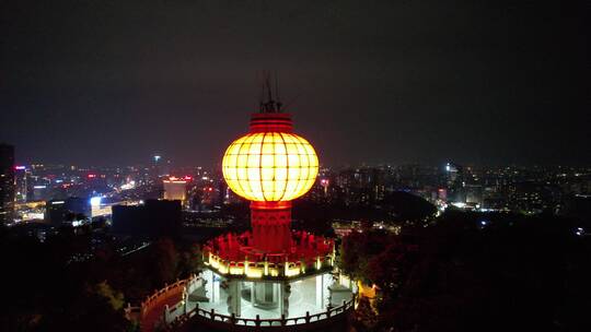 东莞黄旗山山顶灯笼夜景航拍