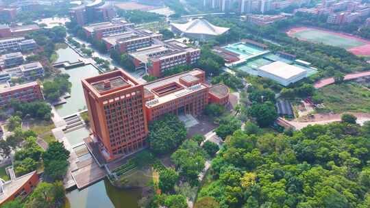 华南理工大学大学城校区航拍校园广州风景风