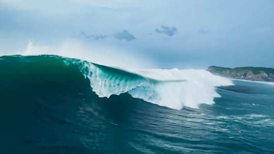 航拍大海海岸线海浪FPV穿越机