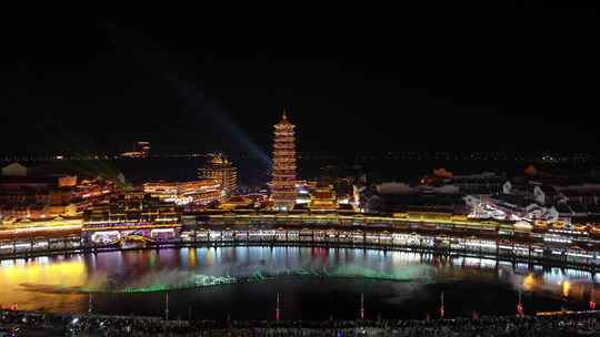 中国风古镇大型音乐喷泉水幕秀