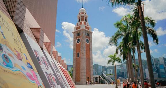 香港尖沙咀钟楼移动延时摄影维港景色